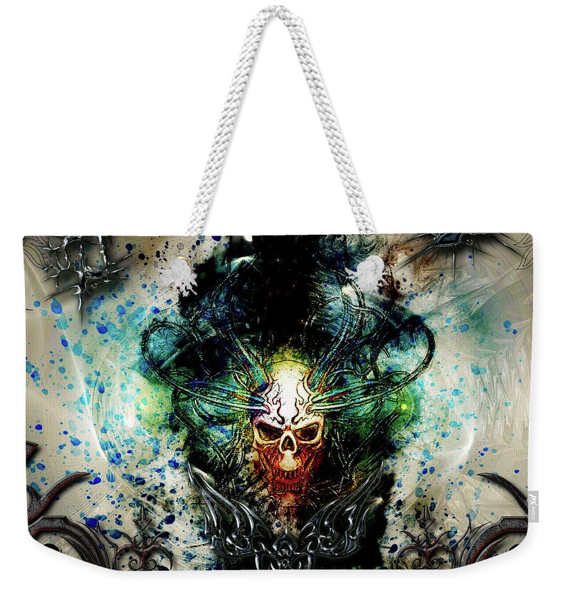 Skull Weekender Tote Bag featuring the digital art Driven To Chaos by Michael Damiani