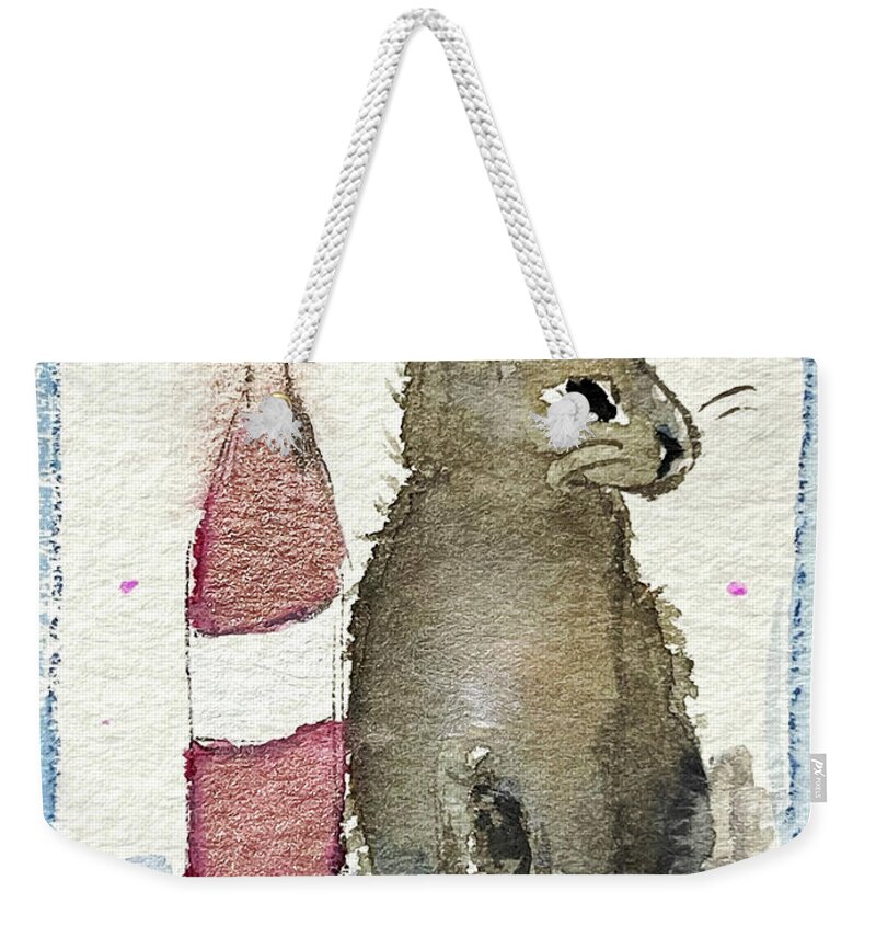Bunny Weekender Tote Bag featuring the painting Drunk Bunny 1 by Roxy Rich