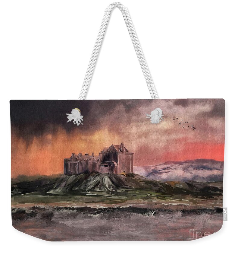 Scotland Weekender Tote Bag featuring the digital art Duart Castle by Lois Bryan