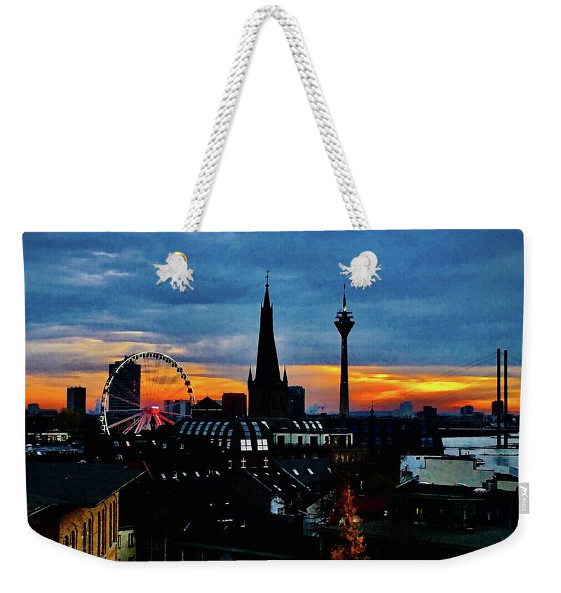 Duesseldorf Weekender Tote Bag featuring the photograph Duesseldorf Sunset Skyline by Richard Cummings
