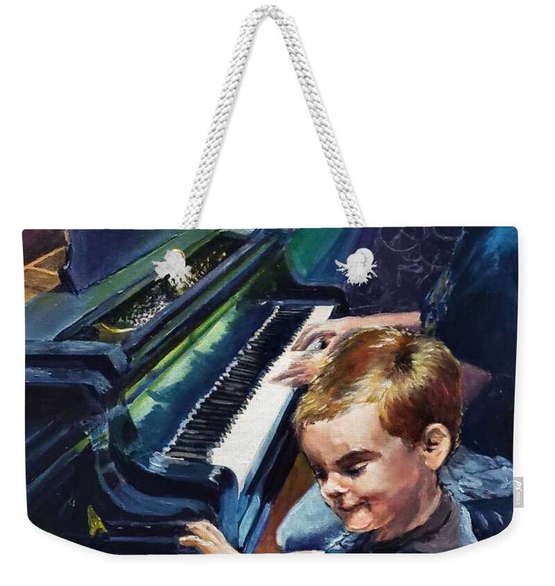 Duet Weekender Tote Bag featuring the painting Duet, a moment in Time by Merana Cadorette