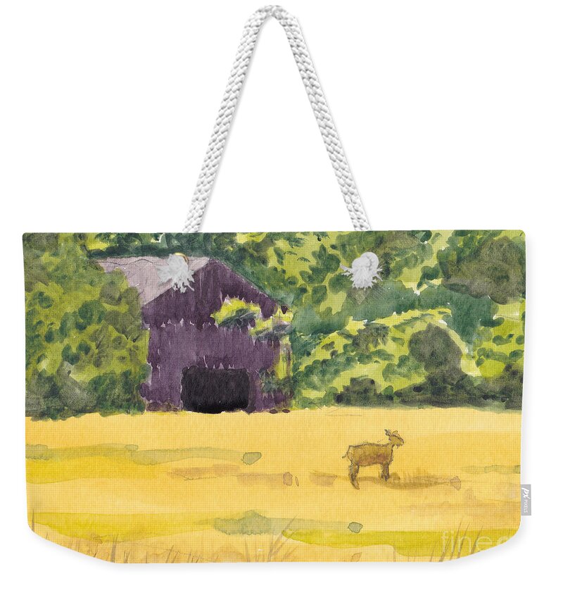 Hunting Weekender Tote Bag featuring the painting Duke's Field by Maryland Outdoor Life