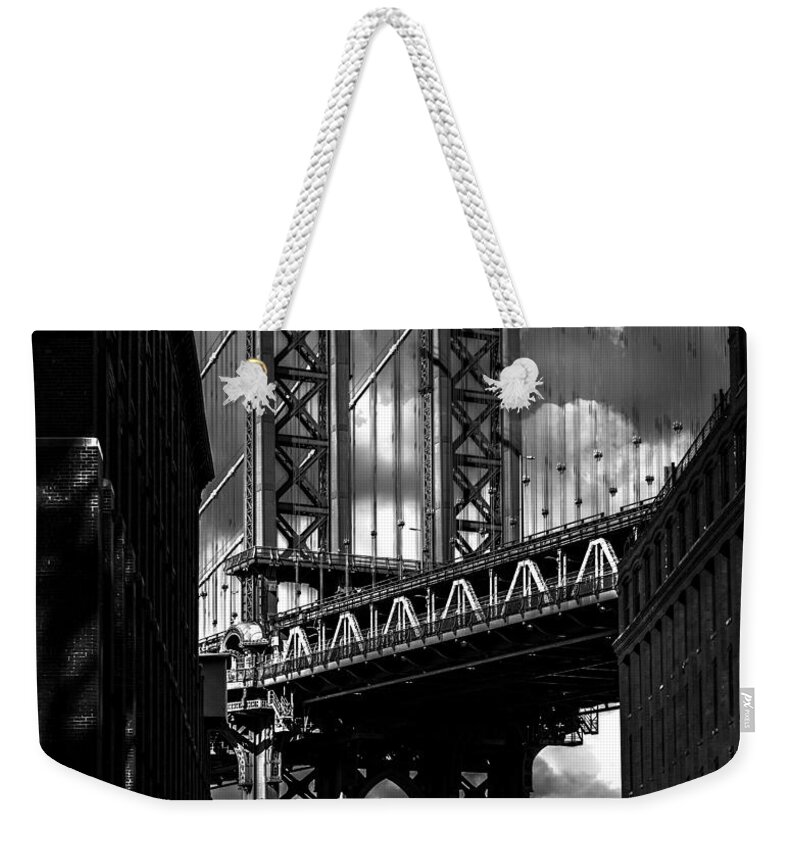 New York Weekender Tote Bag featuring the photograph Dumbo by Patrick Boening