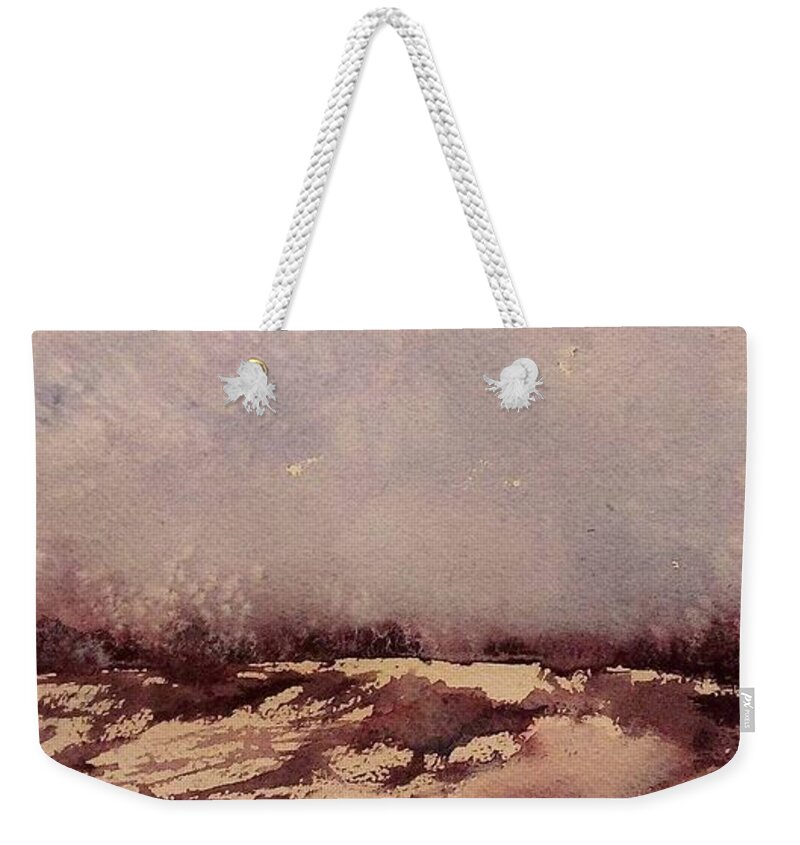 Watercolor Weekender Tote Bag featuring the painting Dunes by Eunice Miller