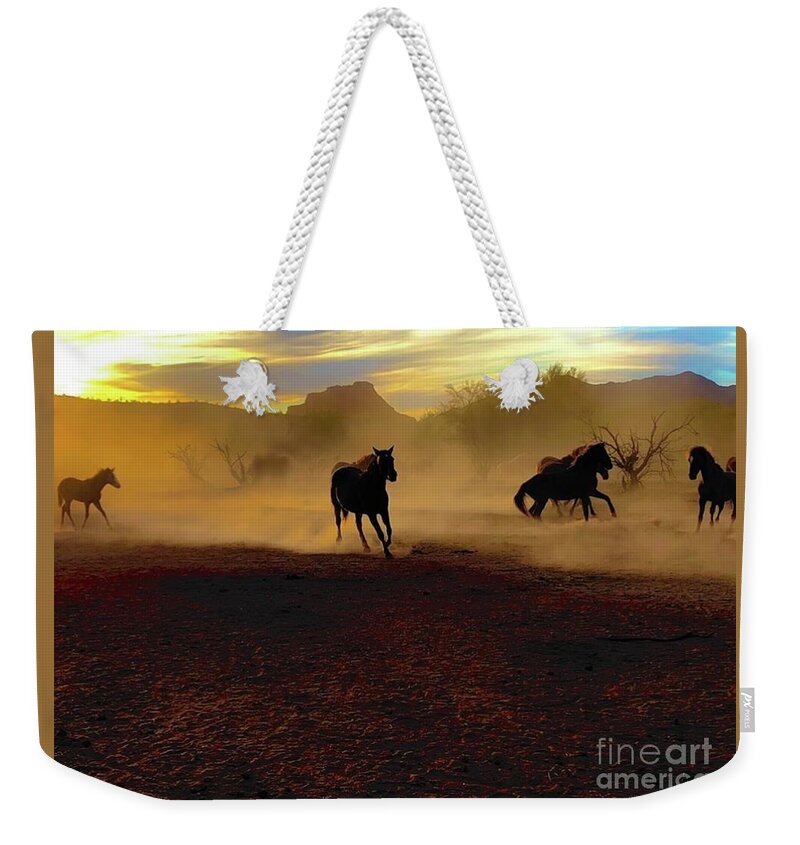 Salt River Wild Horses Weekender Tote Bag featuring the digital art Dust Storm Rollin In by Tammy Keyes