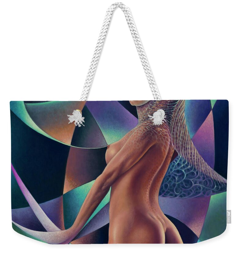 Queen Weekender Tote Bag featuring the painting Dynamic Queen III by Ricardo Chavez-Mendez