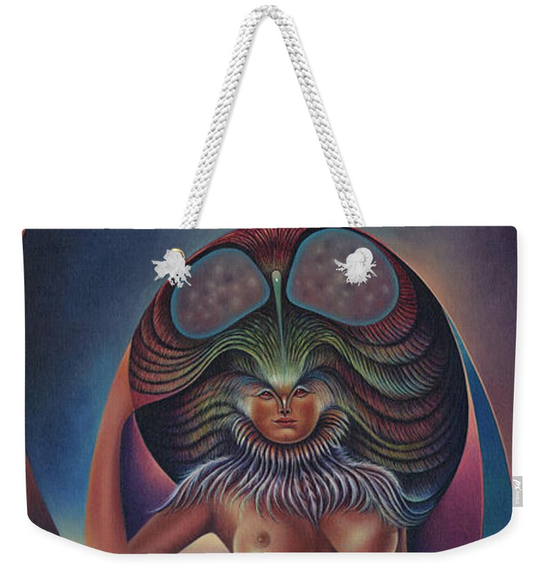Queen Weekender Tote Bag featuring the painting Dynamic Queen VII by Ricardo Chavez-Mendez