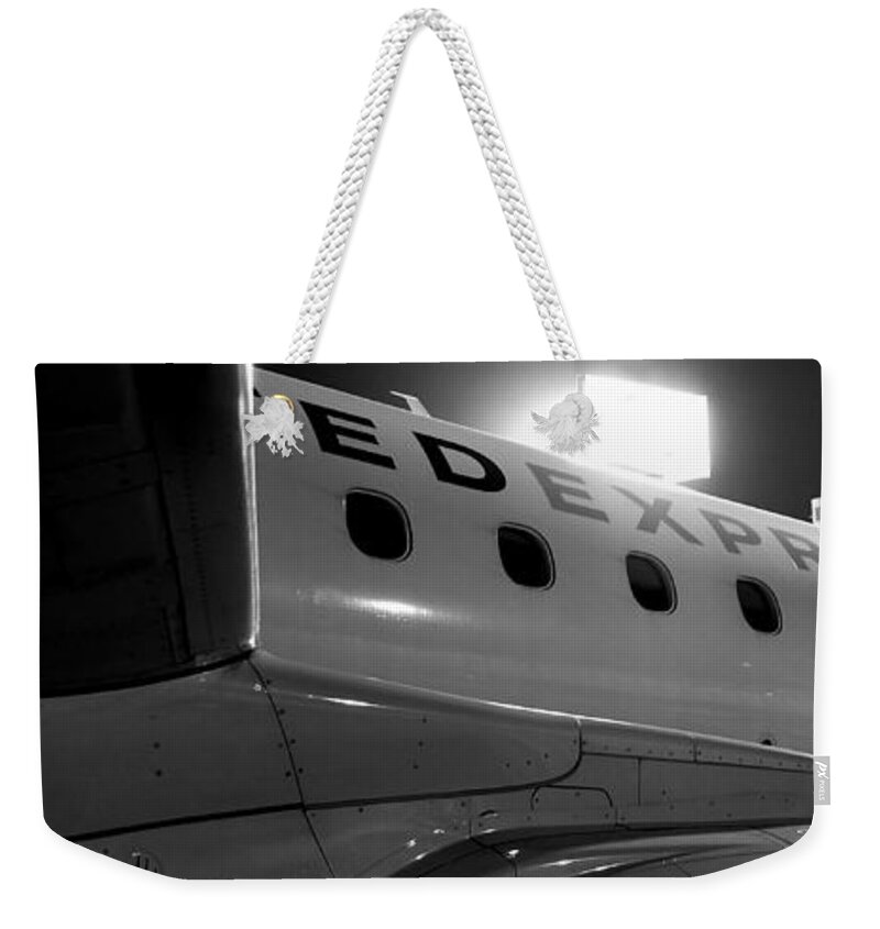 Airline Weekender Tote Bag featuring the photograph E175 Waiting by Michael Hopkins