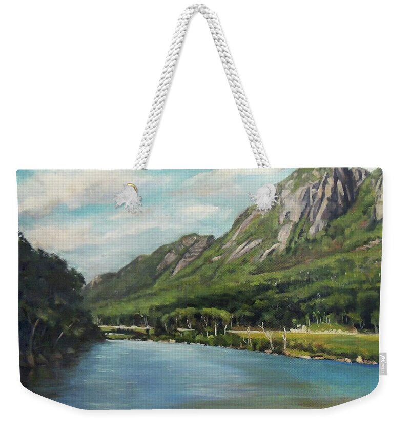 Eagle Cliff Weekender Tote Bag featuring the painting Eagle Cliff New Hampshire by Nancy Griswold
