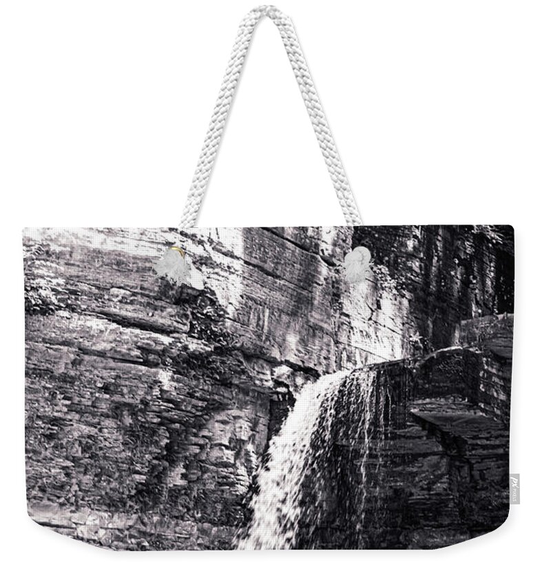 Water Weekender Tote Bag featuring the photograph Eagle Falls in Black and White by William Norton
