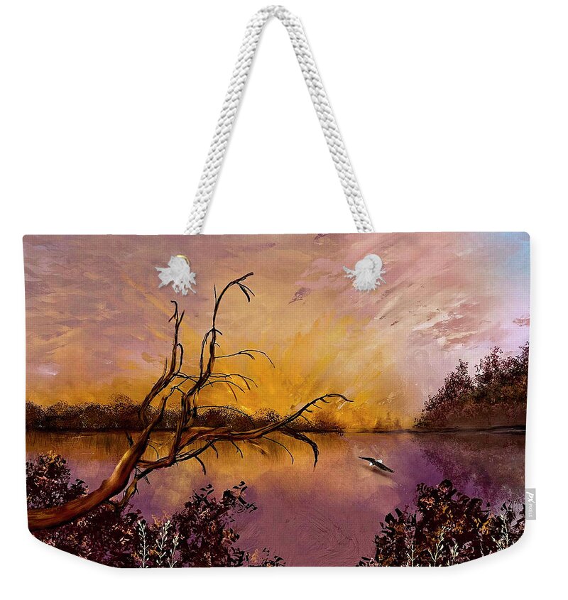 Bald Headed Eagle Weekender Tote Bag featuring the digital art Eagle Lake by Mary Timman