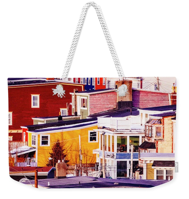 St John's Weekender Tote Bag featuring the photograph Early Morning in St John's - Yellow by Laura Tucker