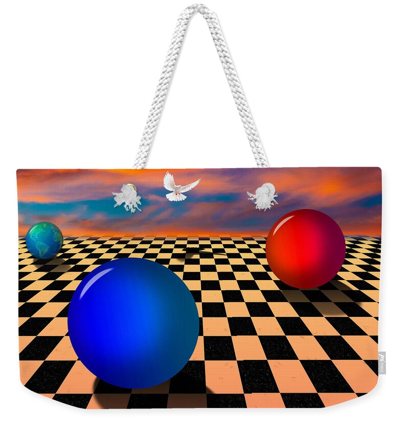 Red Vs Blue Weekender Tote Bag featuring the photograph Earth Lies in The Balance by Paul Wear