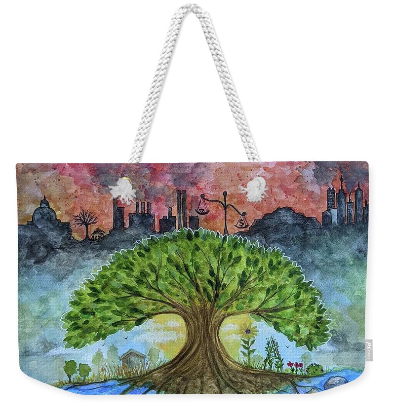 Earth Weekender Tote Bag featuring the painting Earth by Lisa Mutch