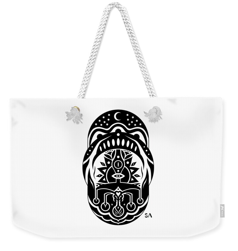 Black And White Weekender Tote Bag featuring the digital art Earth by Silvio Ary Cavalcante