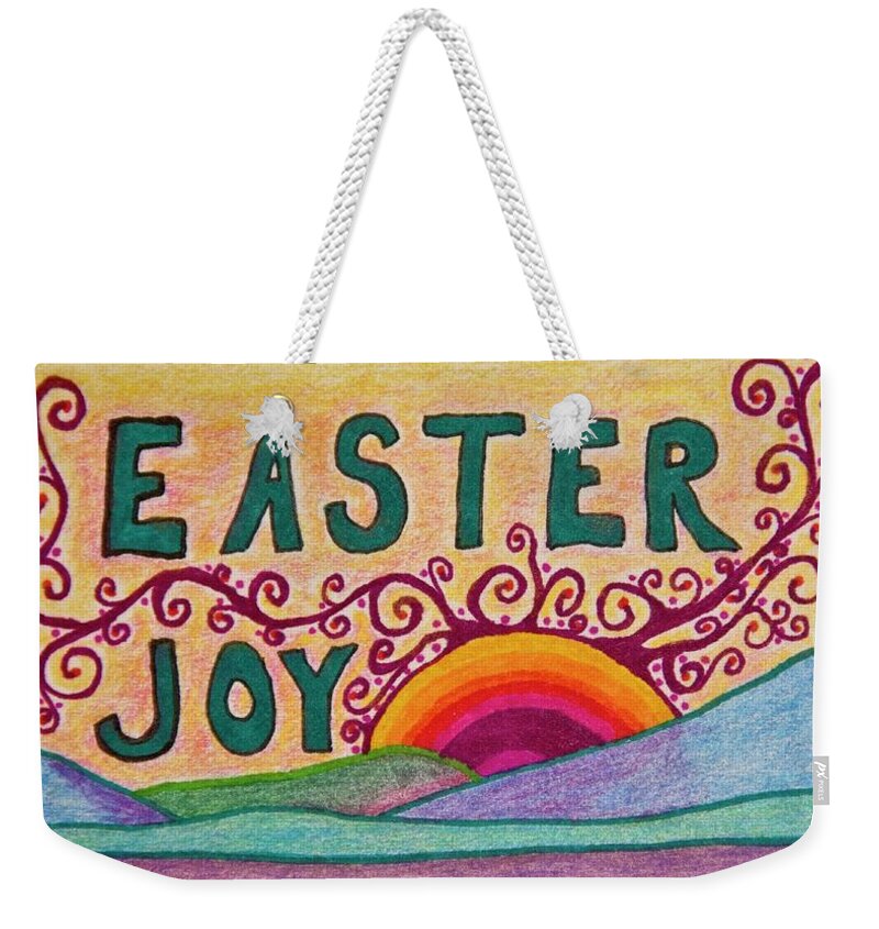 Easter Weekender Tote Bag featuring the drawing Easter Joy by Karen Nice-Webb