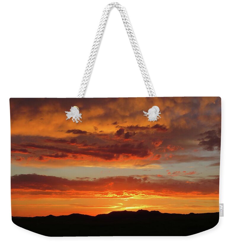 Sunset Weekender Tote Bag featuring the photograph Eastern Montana Sunset by Katie Keenan