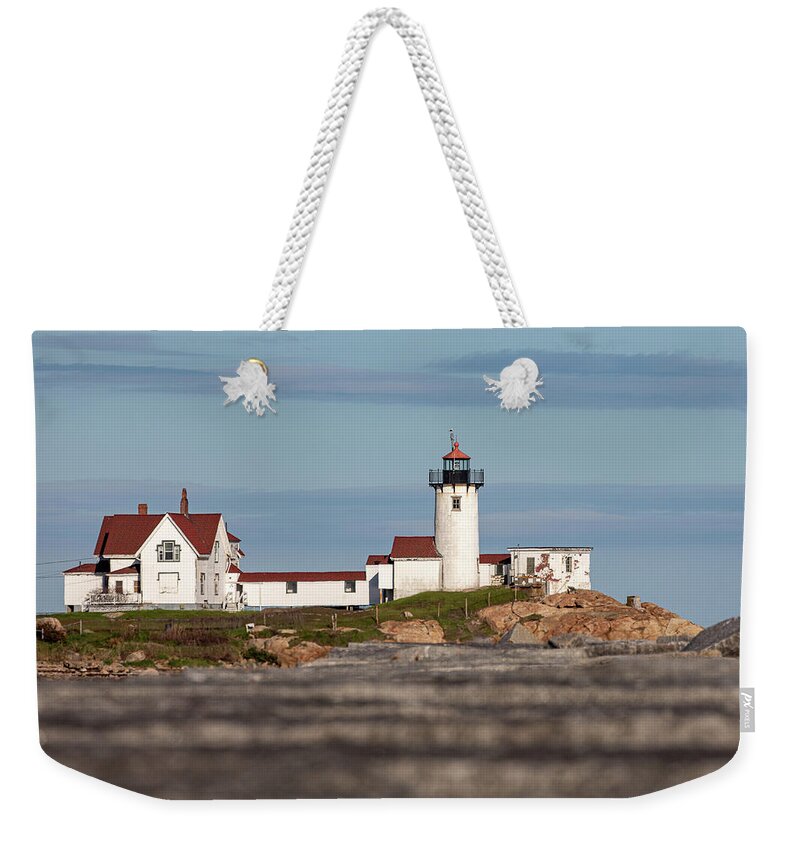 Eastern Weekender Tote Bag featuring the photograph Eastern Point Light 2 by Denise Kopko