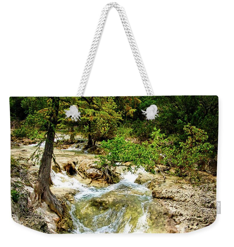 Tree Weekender Tote Bag featuring the photograph Edge Falls Boerne, TX by Rene Vasquez