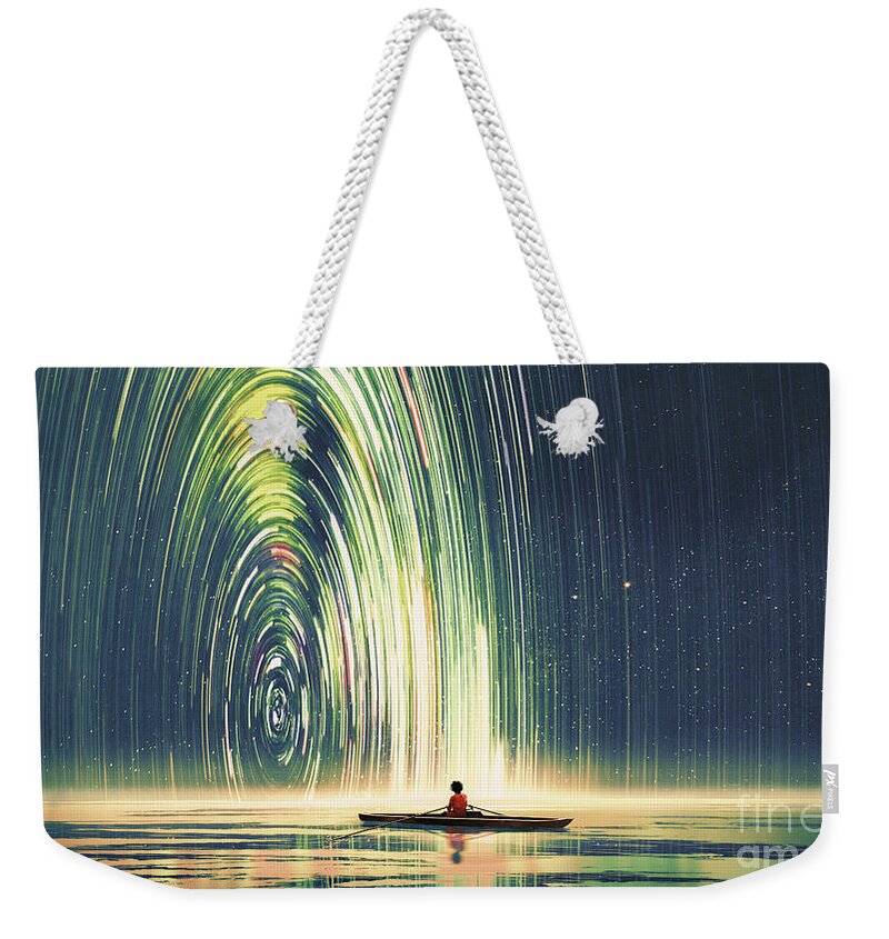 Illustration Weekender Tote Bag featuring the painting Edge Of The World by Tithi Luadthong