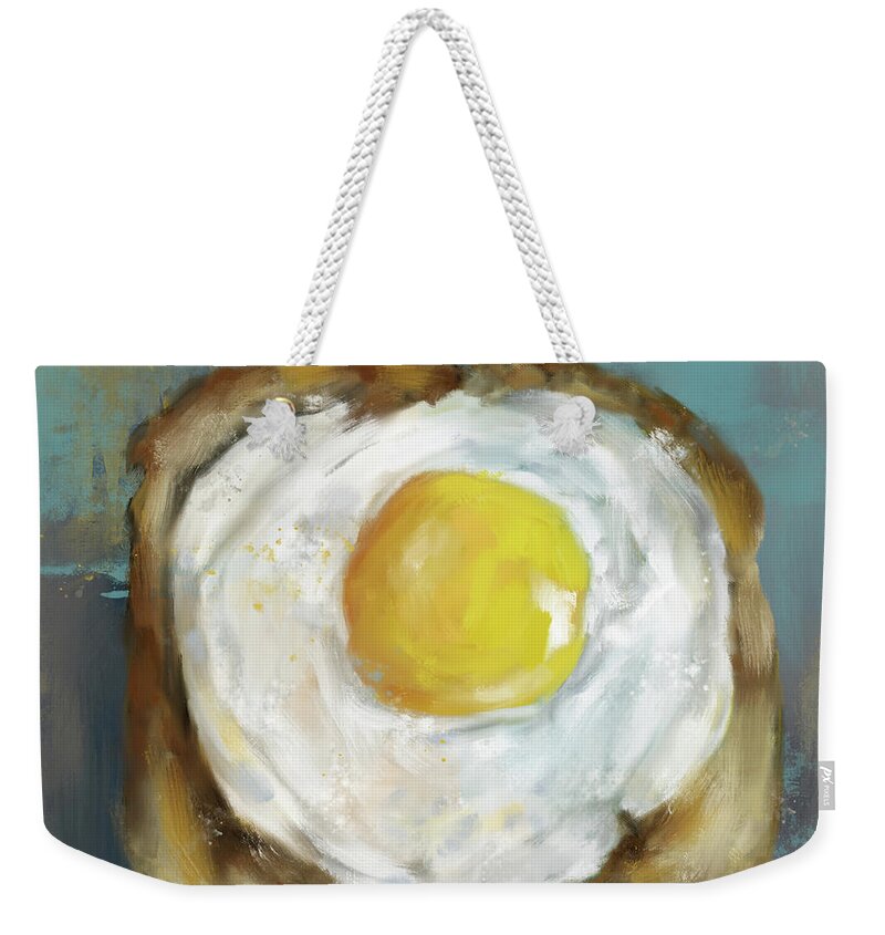 Egg Weekender Tote Bag featuring the painting Egg On Toast by Jai Johnson