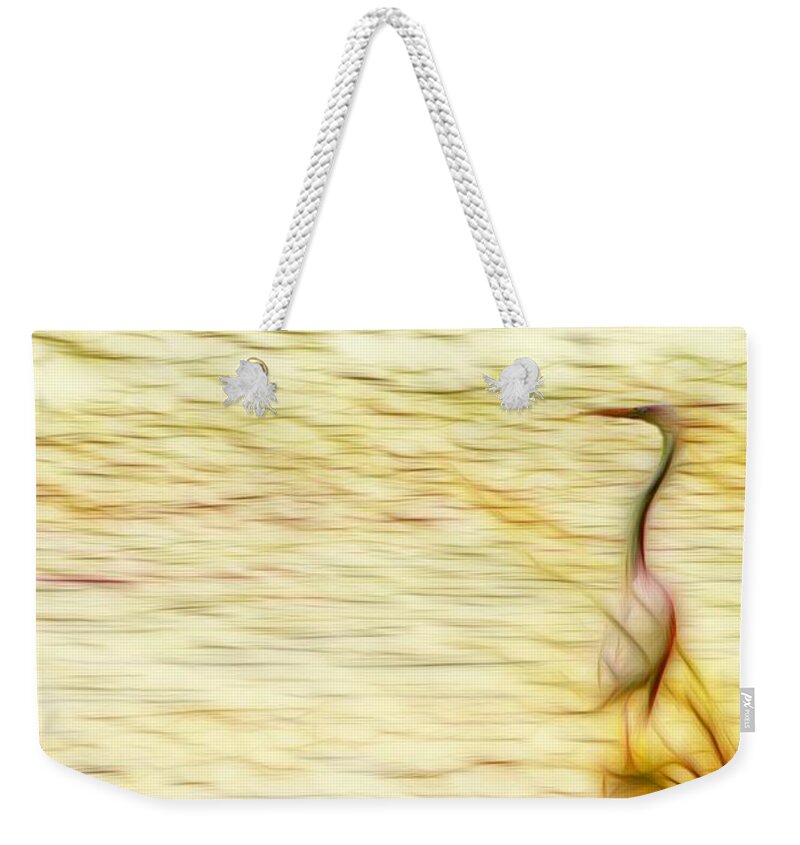 Egret Weekender Tote Bag featuring the digital art Egret in the Grass by Brad Barton