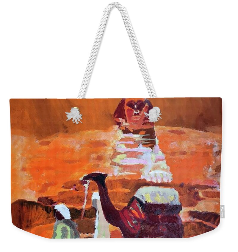 Camel Weekender Tote Bag featuring the painting Egypt Light by Enrico Garff