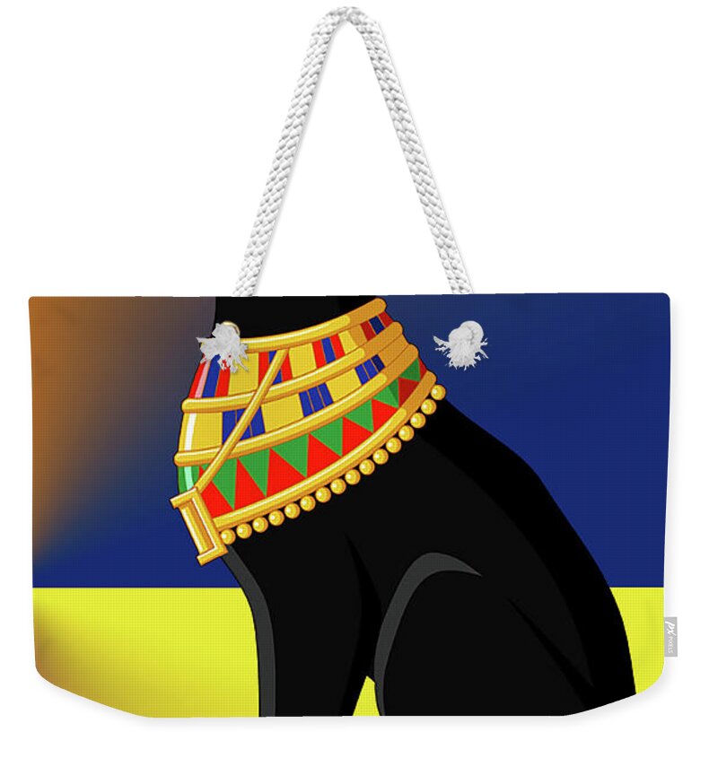 Staley Weekender Tote Bag featuring the digital art Egyptian Cat 1 by Chuck Staley