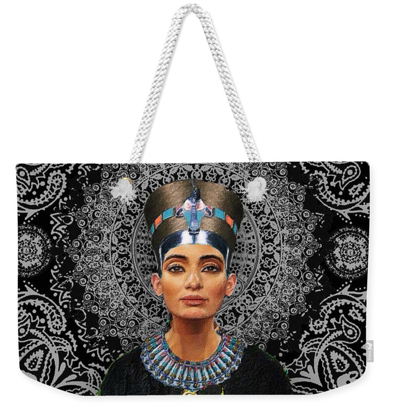 Egyptian Weekender Tote Bag featuring the painting Egyptian Queen Nefertiti T-Shirt by Tony Rubino