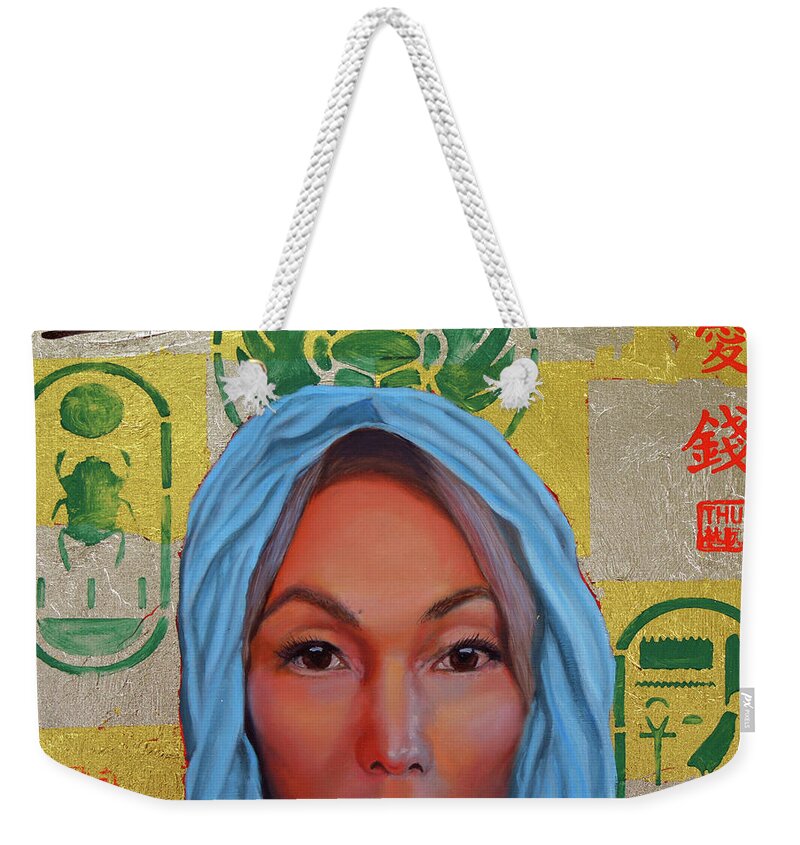 Portrait Weekender Tote Bag featuring the painting Egyptian Queen by Thu Nguyen