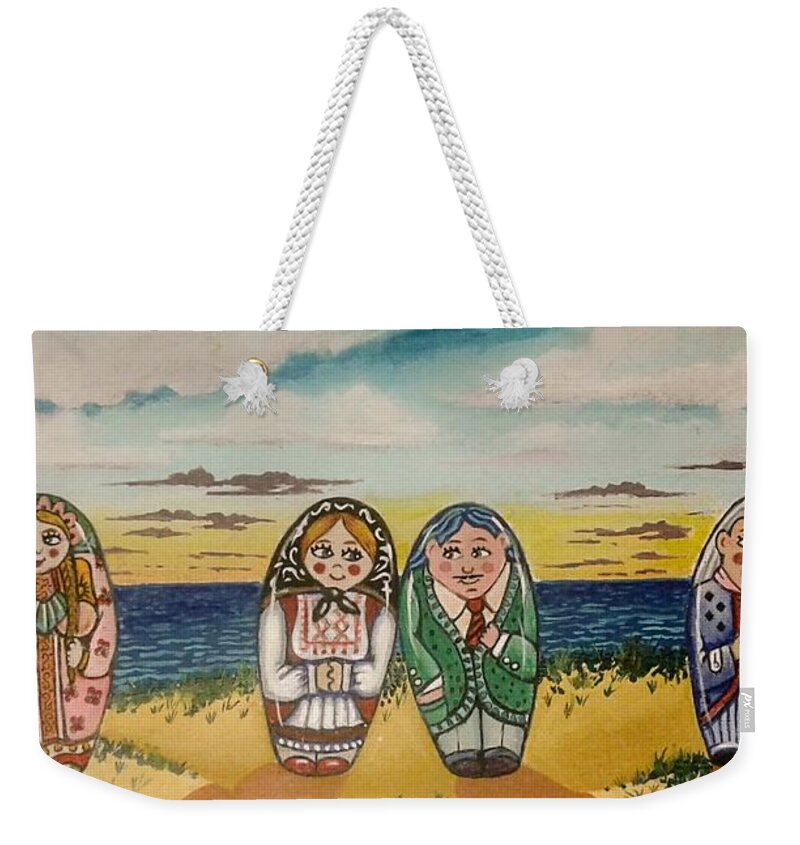 Russian Dolls Weekender Tote Bag featuring the painting Either way by James RODERICK