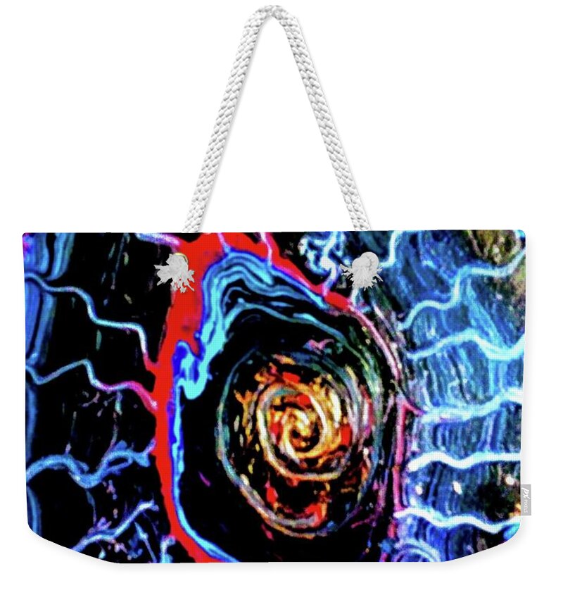 Electric Weekender Tote Bag featuring the painting Electric Blue by Anna Adams