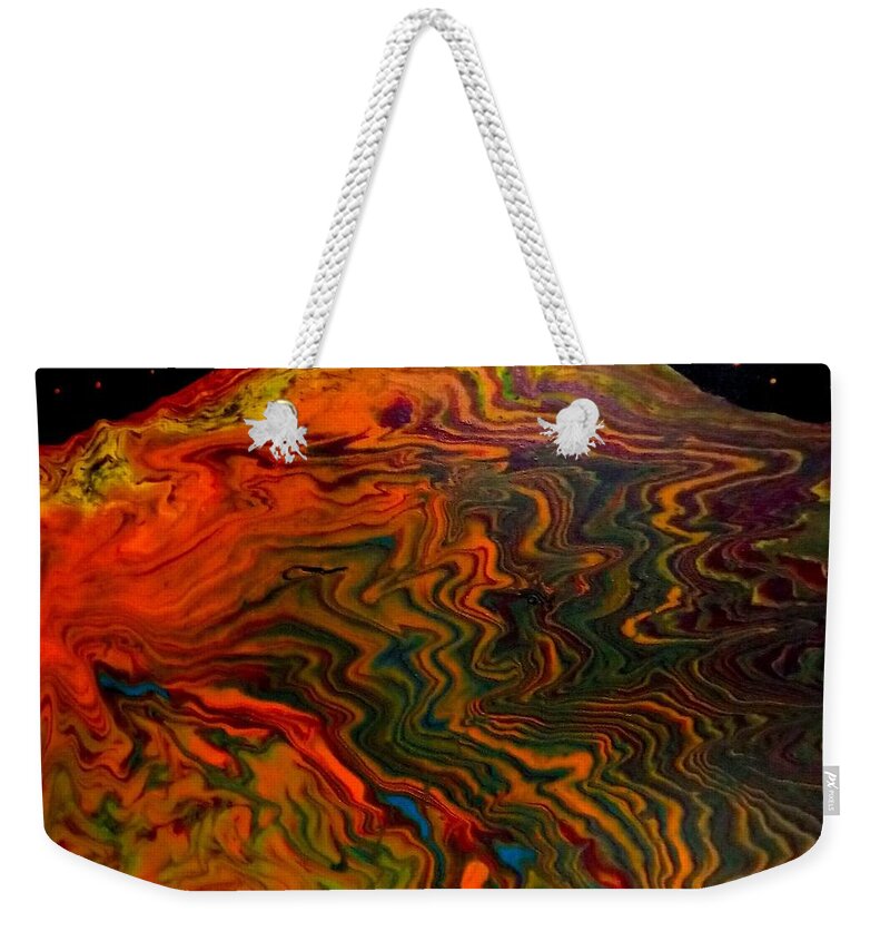 Glow Weekender Tote Bag featuring the painting Electric Sunset by Anna Adams