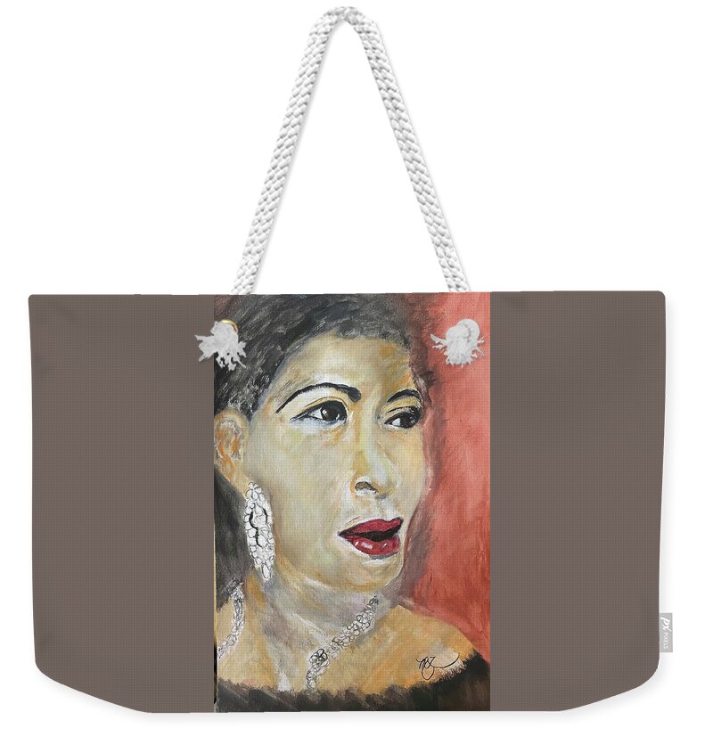 Woman Weekender Tote Bag featuring the painting Elegance by Melody Fowler