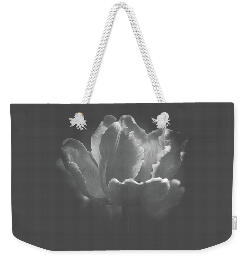 Art Weekender Tote Bag featuring the photograph Elegant Tulip Black and White by Joan Han