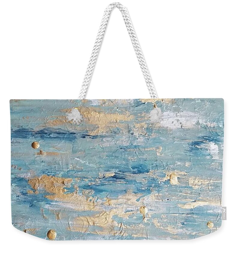 Seafoam Green Weekender Tote Bag featuring the painting Elements of Sea by M Carlen