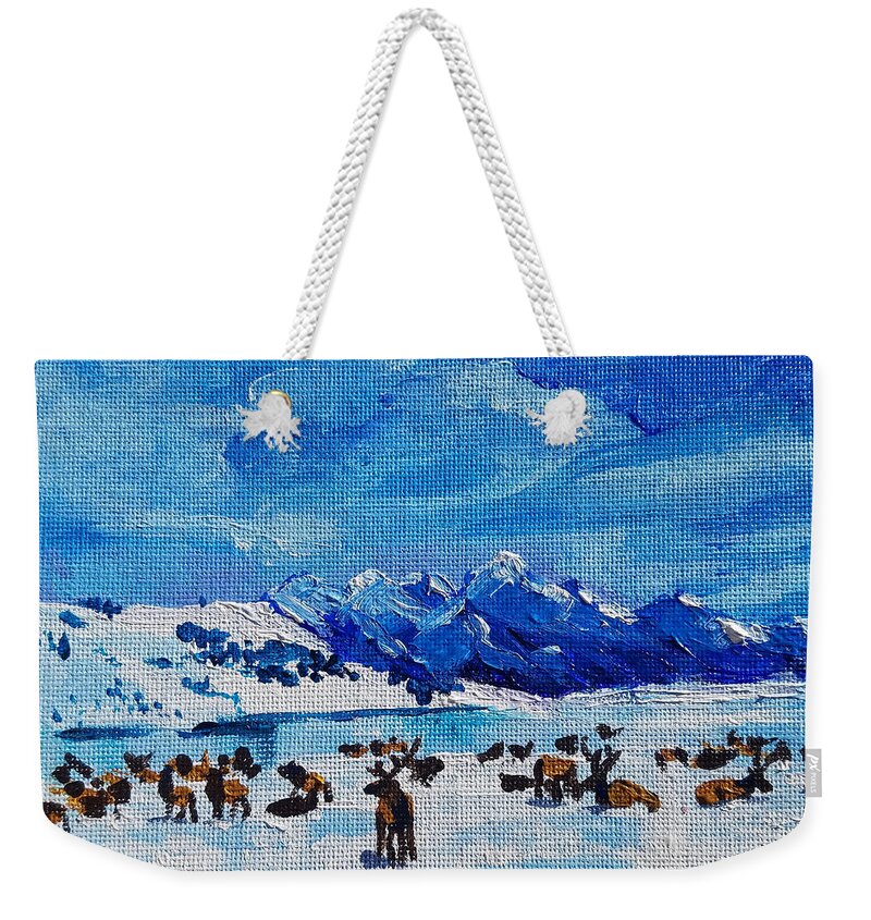 Elk Weekender Tote Bag featuring the painting Elk Study by Allison Fox