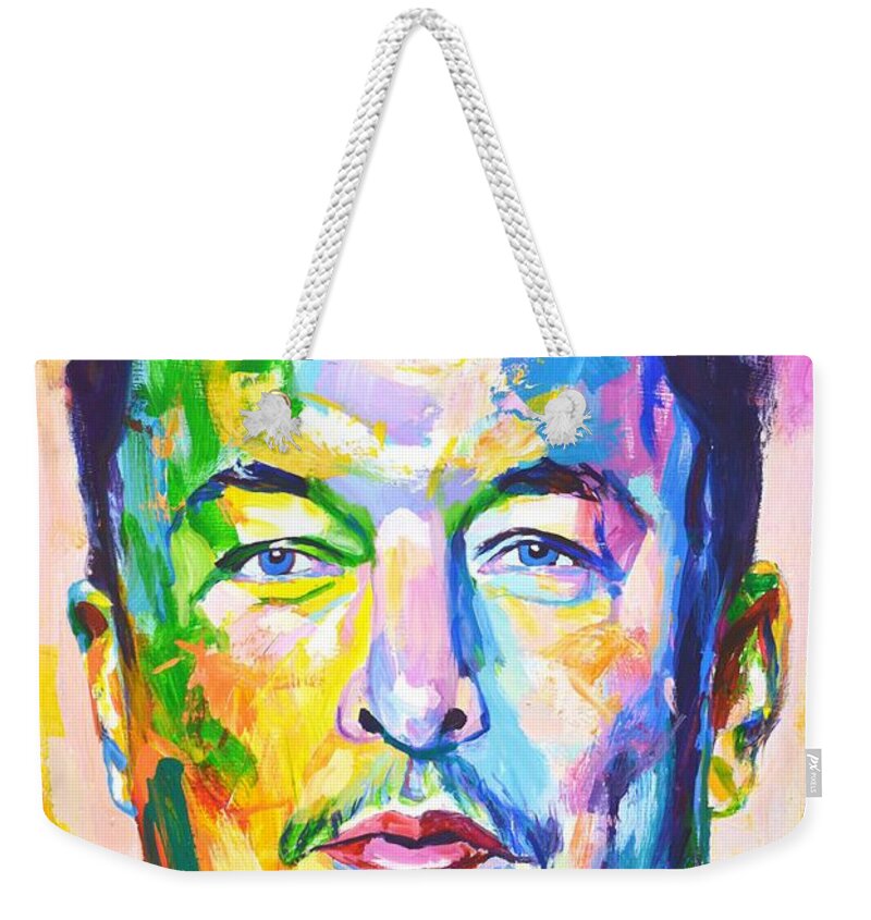 Elon Reeve Musk Weekender Tote Bag featuring the painting Elon Musk by Iryna Kastsova