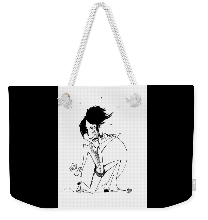 Elvis Weekender Tote Bag featuring the drawing Elvis '71 by Michael Hopkins