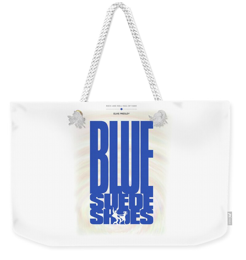 Rock And Roll Hall Of Fame Poster Weekender Tote Bag featuring the digital art Elvis Presley - Blue Suede Shoes by David Davies