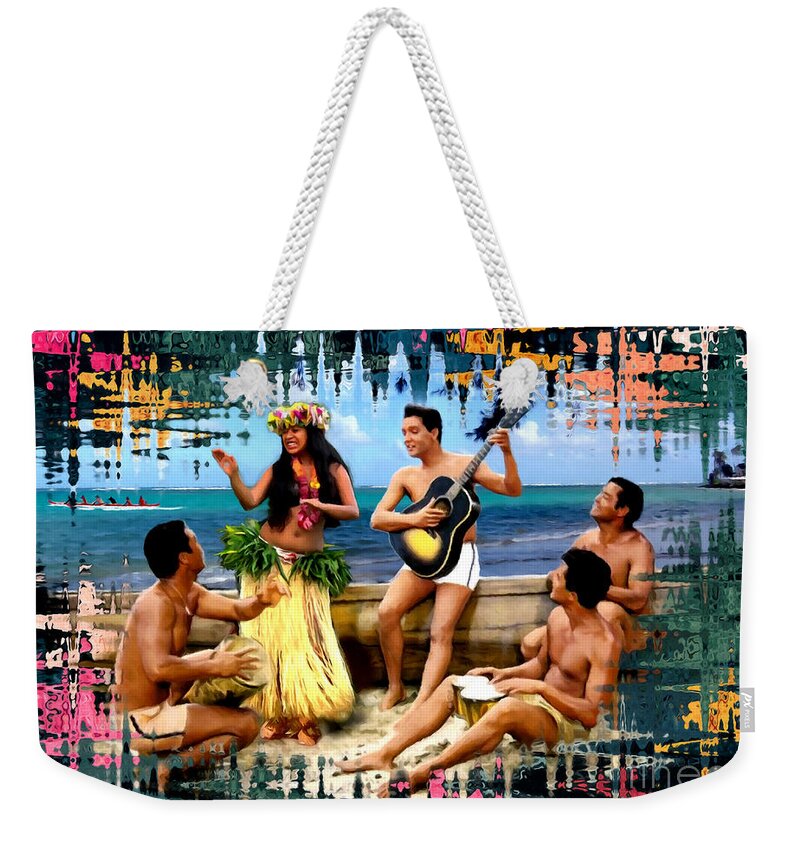 Elvis Weekender Tote Bag featuring the mixed media Elvis Presley Digital Art Hawaii by Carl Gouveia
