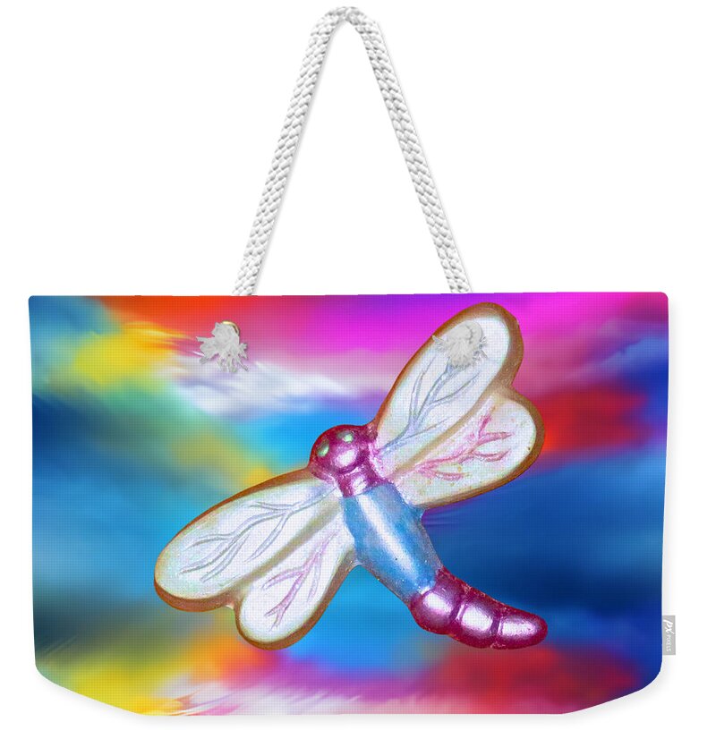 Digital Weekender Tote Bag featuring the digital art EMA Dragon Fly by Cindy's Creative Corner