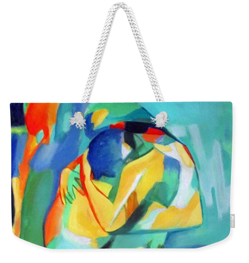 Affordable Paintings For Sale Weekender Tote Bag featuring the painting Embrace by Helena Wierzbicki