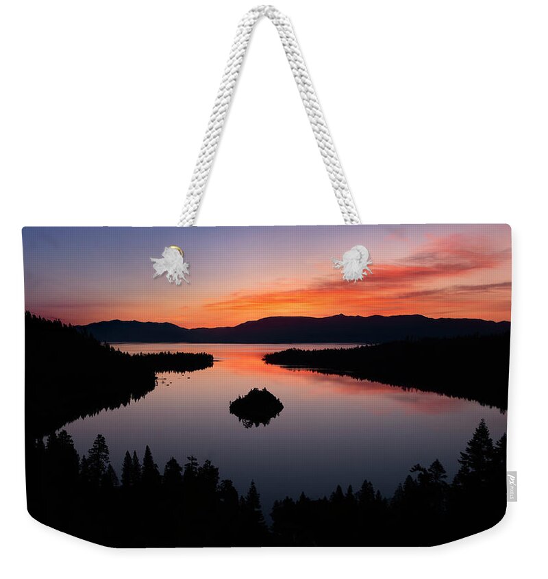 California Weekender Tote Bag featuring the photograph Emerald Bay Sunrise by Gary Geddes