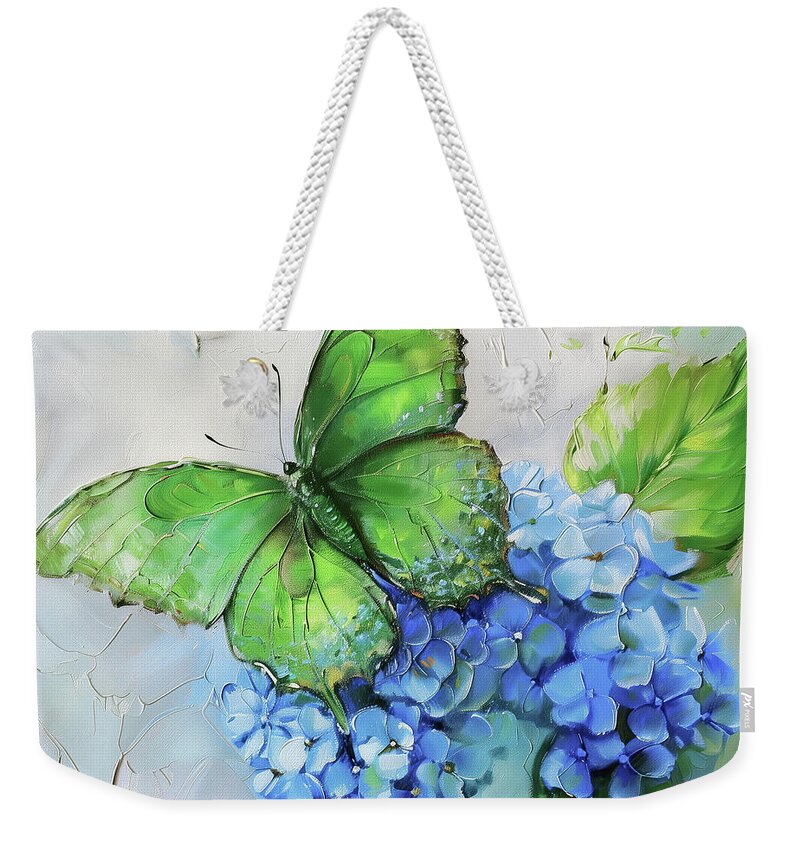Butterfly Weekender Tote Bag featuring the painting Emerald Butterfly by Tina LeCour