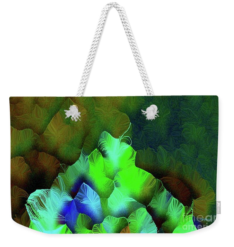 Silk-featherbrush Weekender Tote Bag featuring the mixed media Emerald Rose of the Heart by Aberjhani