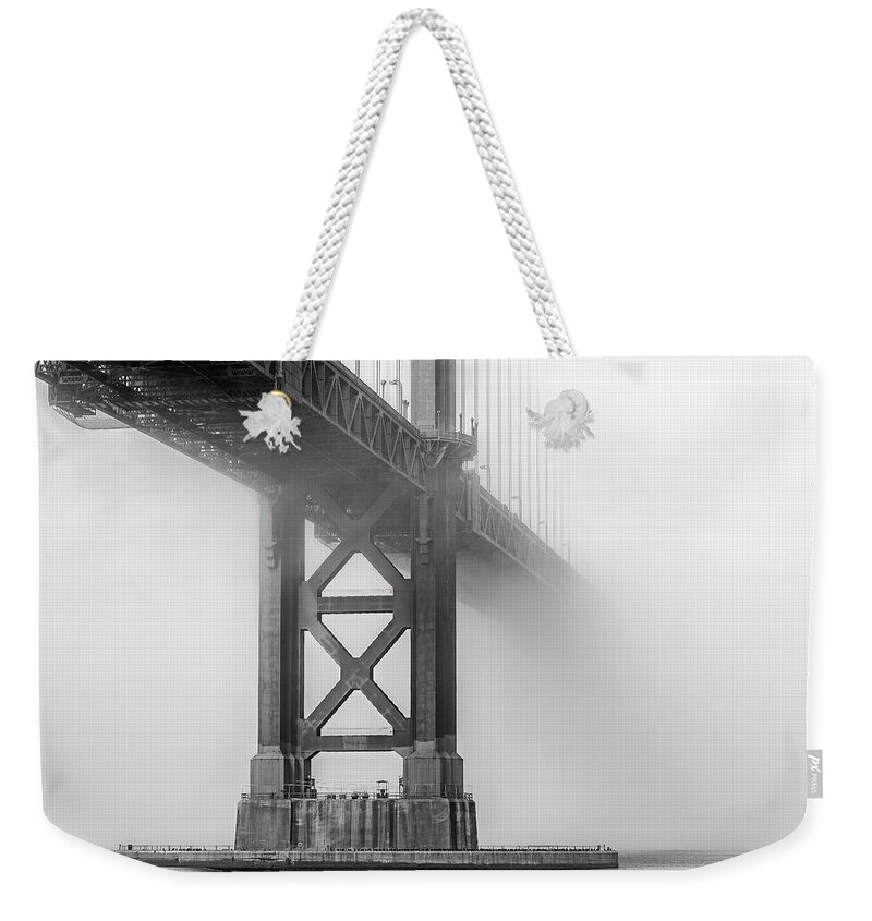 Golden Gate Bridge Weekender Tote Bag featuring the photograph Emerging II by Rand Ningali