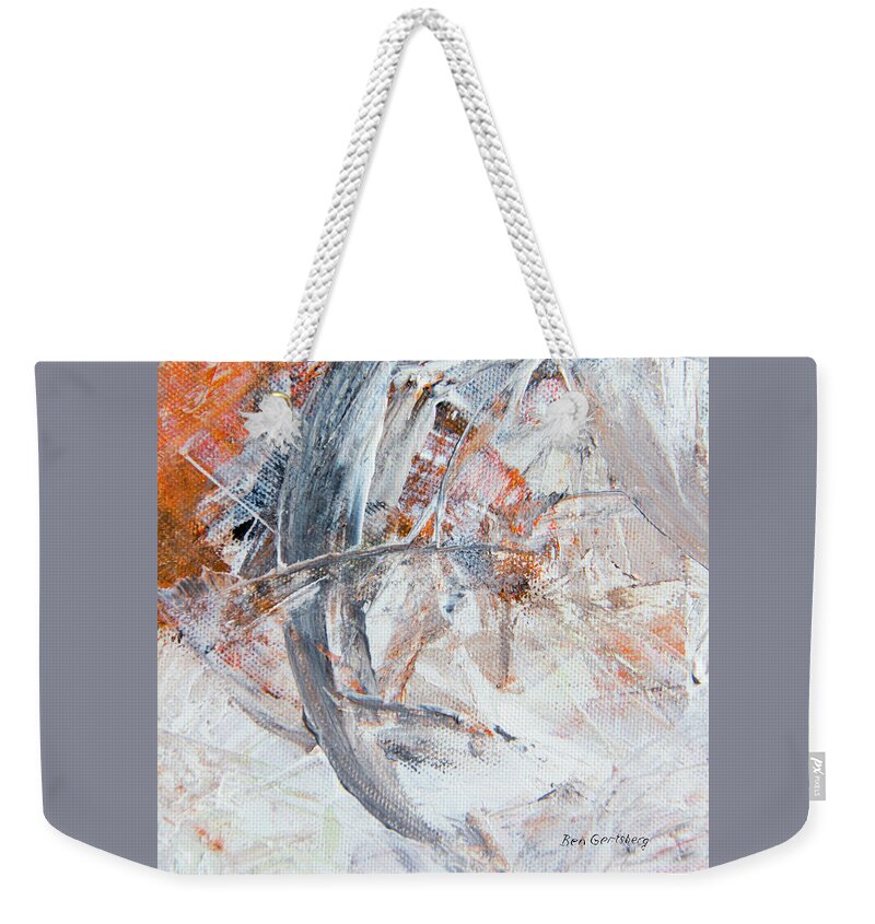 Face Weekender Tote Bag featuring the painting Emerging - Study 3 Portrait - abstract painting by Ben and Raisa Gertsberg