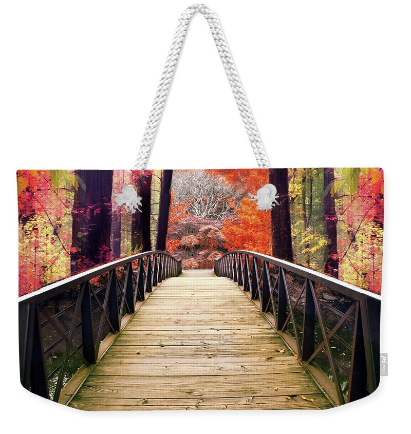 Footbridge Weekender Tote Bag featuring the photograph Enchanted Crossing by Jessica Jenney