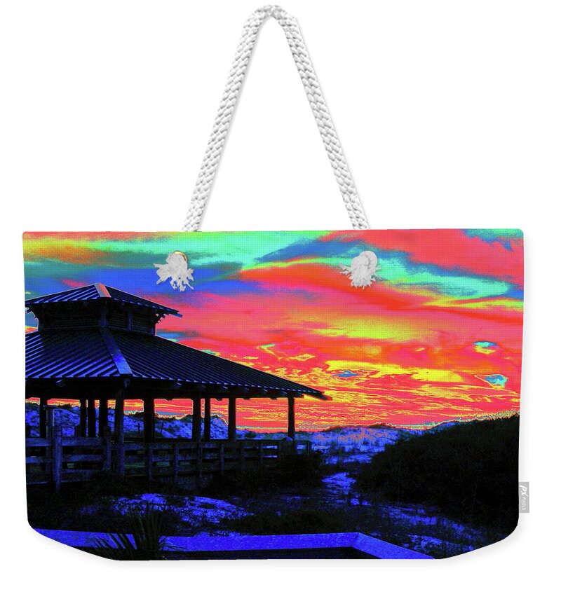 Sunset Weekender Tote Bag featuring the digital art Enchanted Island Sunset by Larry Beat